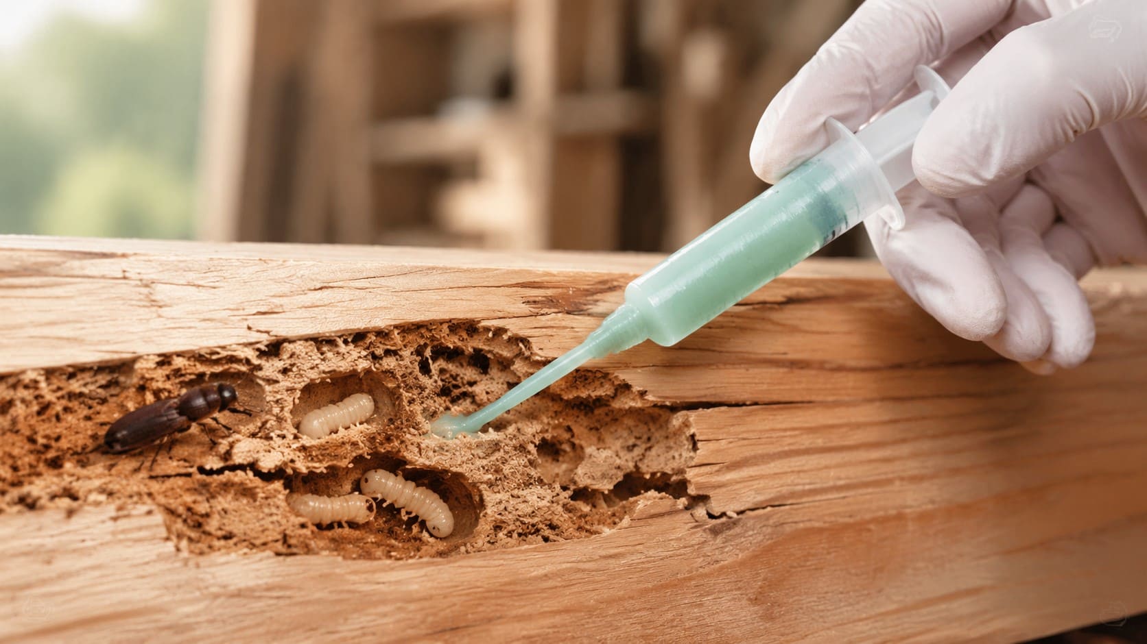 Борьба с вредителями древесины от ДЕЗ-Комфорт